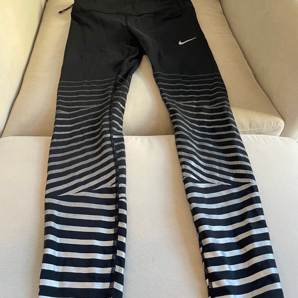 Nike Dri-Fit Running Pants - Black and Silver